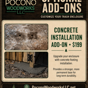 Concrete add-on for trash can enclosures